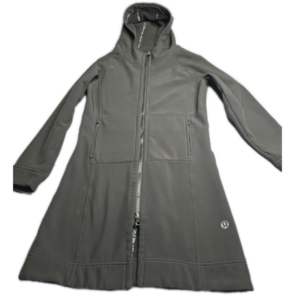 lululemon athletica BlackHooded Full-Zip Lined Lightweight Long Rain Coat Size 6
